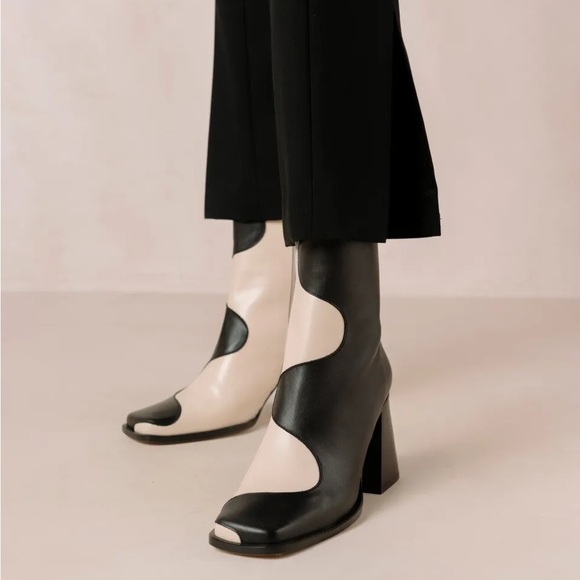 Alohas Blair Bicolor Black Cream Ankle Boots - 37 - Picture 2 of 8